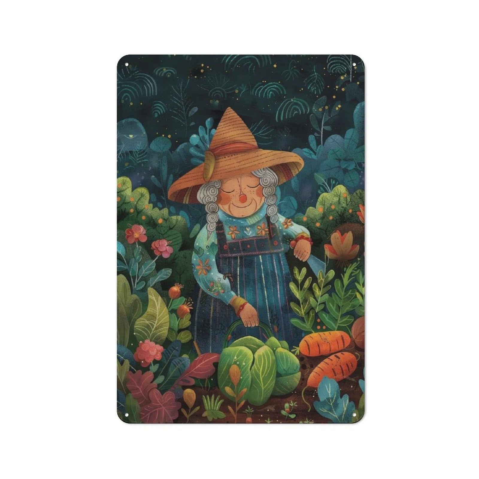 Junmoney Grandmas Garden Harvest Decorative Metal Plaque With Design 30X20cm, Modern Retro Studio Wall Art For Workspace, Cafe, Hallway Or Garage