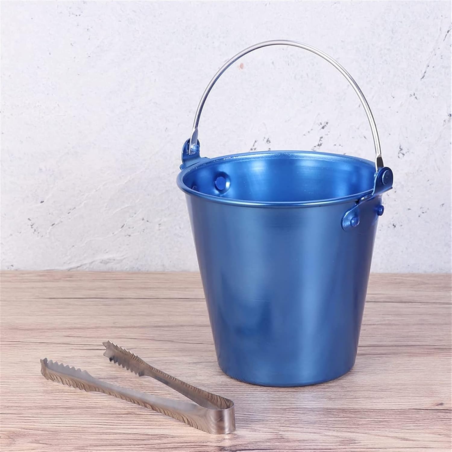 Ice Bucket 1.25L Aluminum Alloy Bar Ice Bucket Ice Cube Container Champagne Bucket Wine Beer Cooler with Ice Tongs KTV Club Bar Supplies