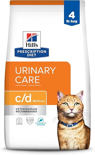 Hill’s Prescription Diet c/d Multicare Urinary Care with Ocean Fish Dry Cat Food, Veterinary Diet, 4 lb. Bag
