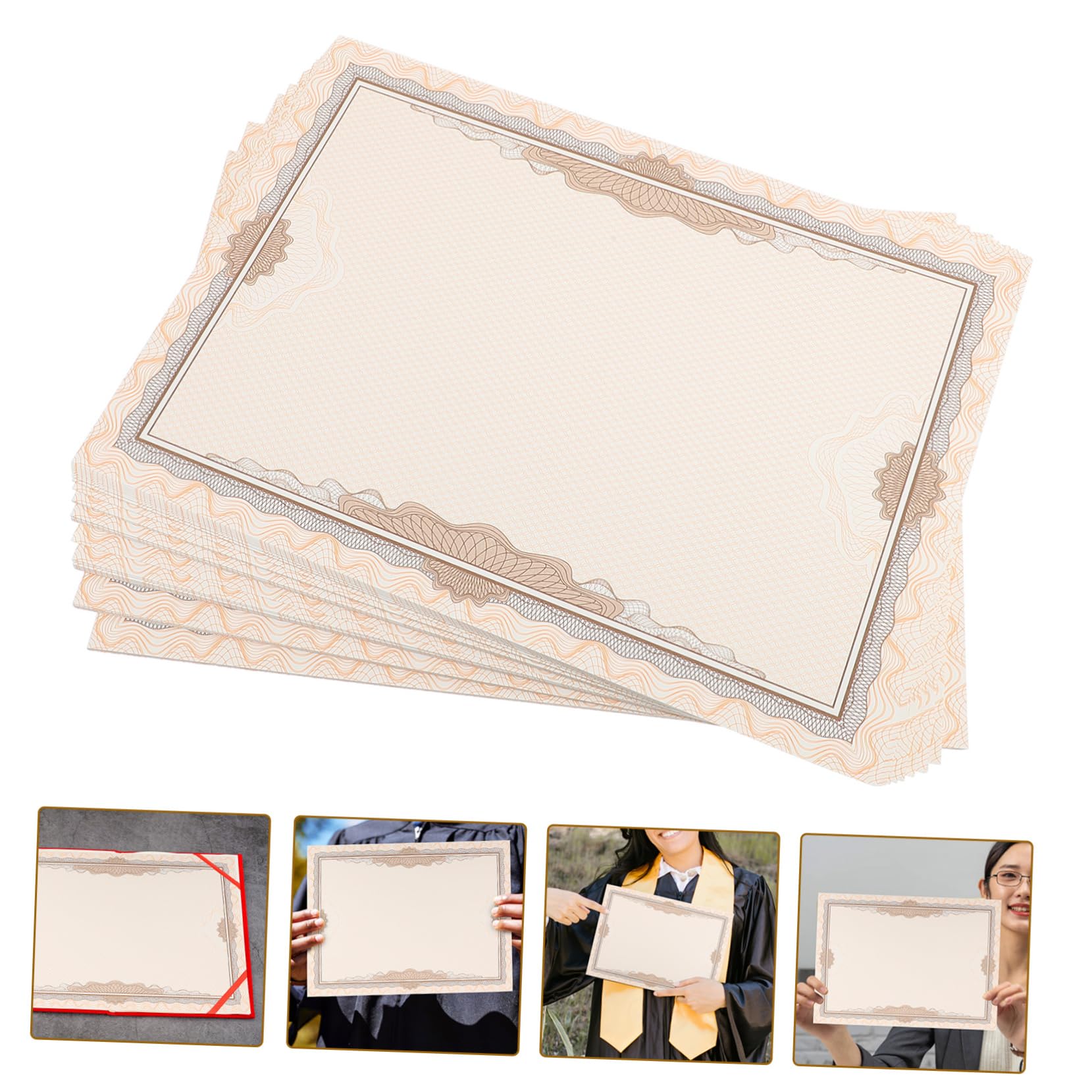 Artibetter 100 Feuilles Papier Certificat Vierge Imprimable pour Bureau ou Boutique Bordure Élégante