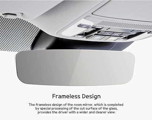 Miniatura 3 de DABOK - Espejo retrovisor panorámico de gran angular sin marco, espejo retrovisor universal con clip interior en espejo retrovisor plano, sin punto