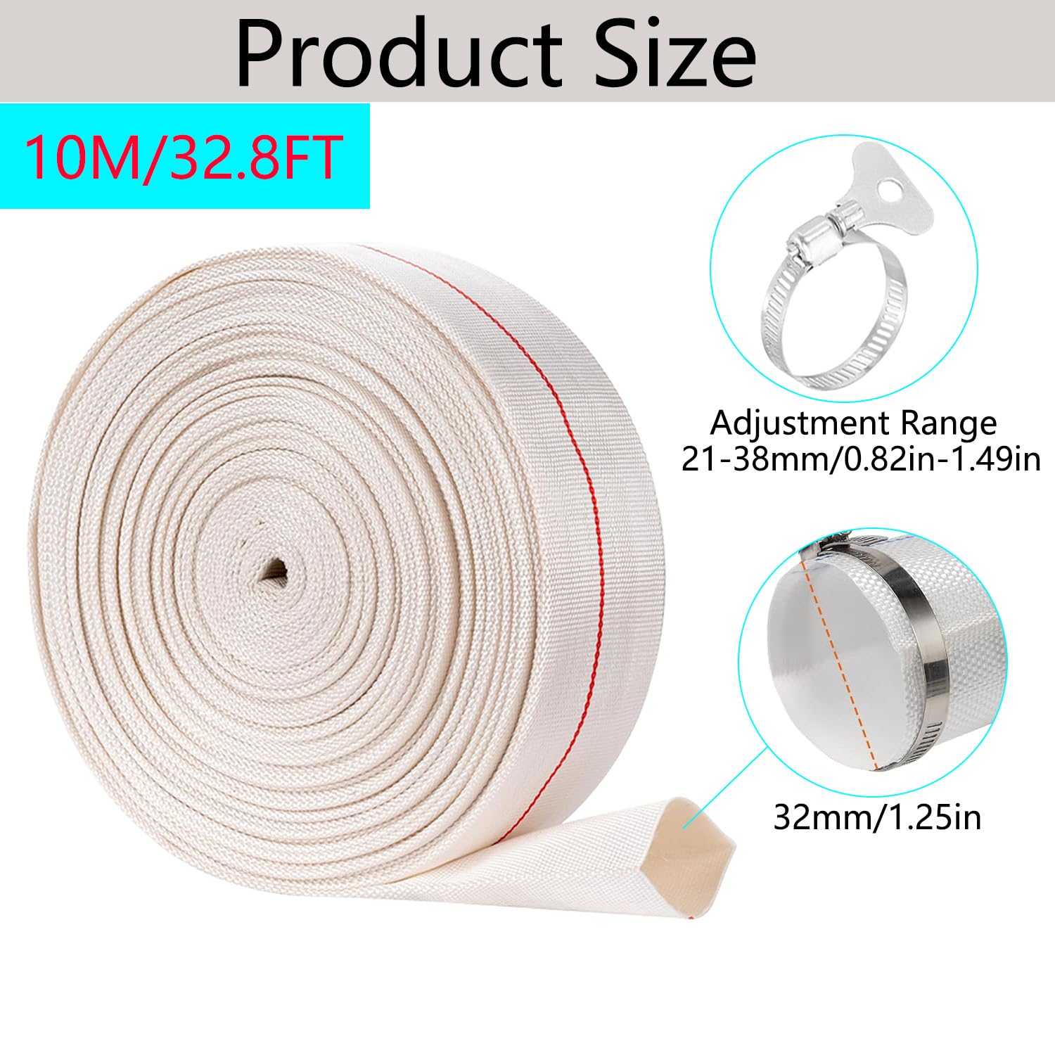 Tuyau Refoulement Plat 32mm 1 1/4 10 M Tuyau d'Incendie pour Pompes Submersibles ou Pompes à Eau Sale (32mm, 10)