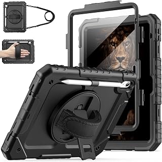 Cantis Case for iPad 11-inch (A16) 2025/ iPad 10th Generation 2022 (10.9 inch) with Screen Protector, 11th Case with 360 Degree Rotating Stand/Shoulder Strap/Pencil Holder, Black