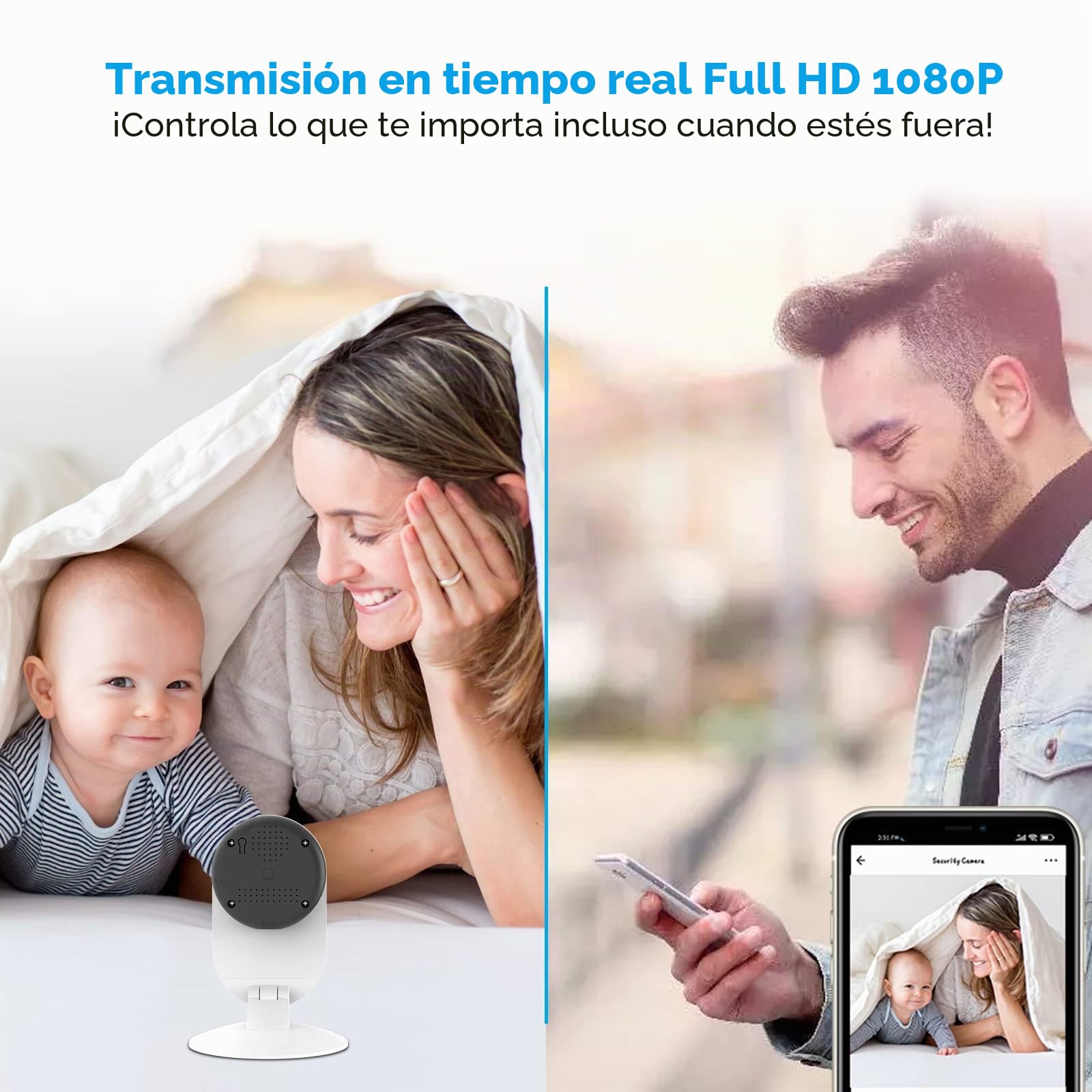 AGSHOME Cámara de vigilancia de vídeo Inteligente WiFi con vídeo HD 1080p | detección de movimiento, audio bidireccional, instalación fácil y funciona con alarma inalámbrica