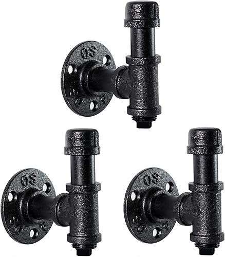 Ganchos para toallas de baño para colgar, paquete de 3 toalleros industriales vintage, color negro, gancho resistente para montaje en pared, gancho
