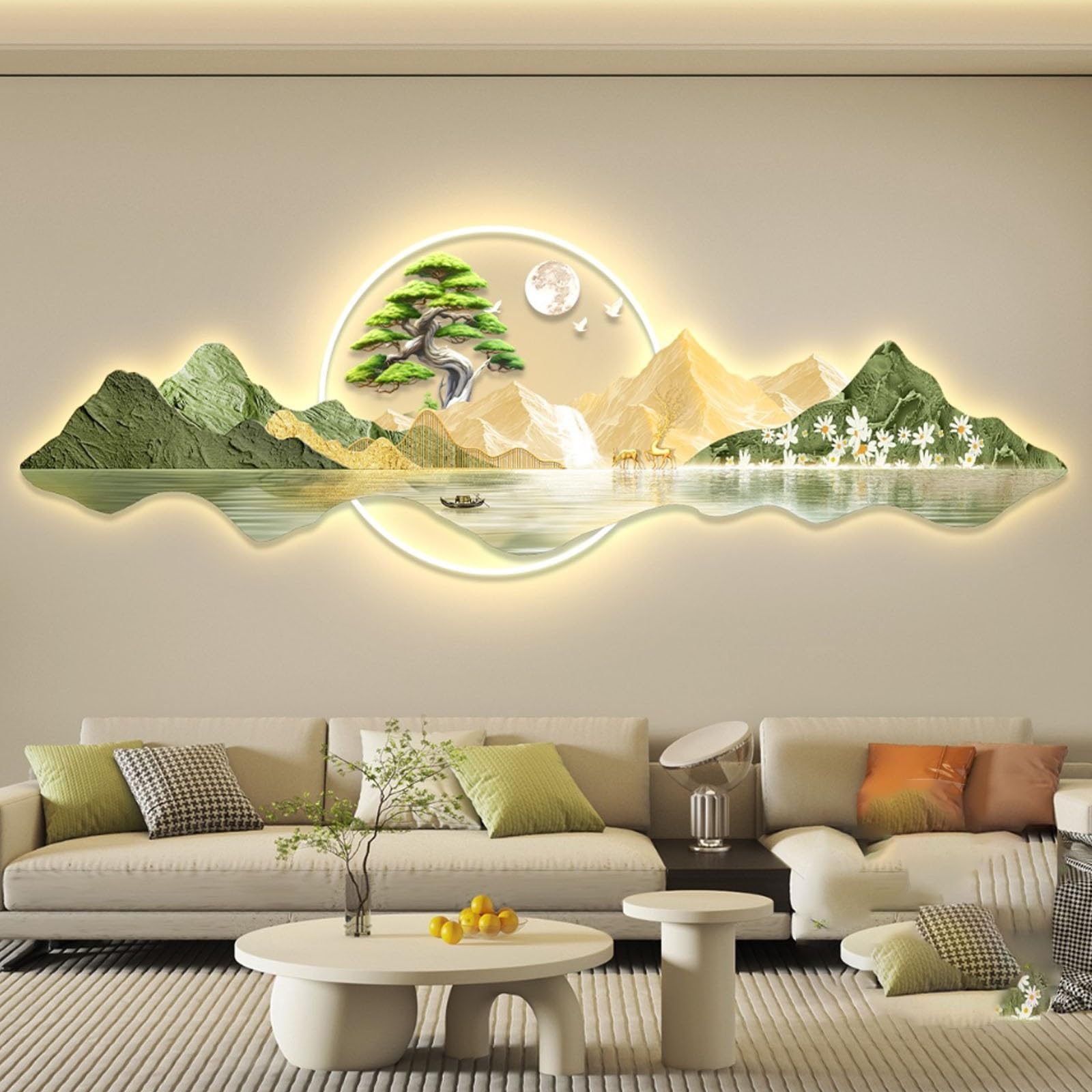 LED Wandkunst mit warmen Lichtern - Beleuchtetes Gemälde für Wohnzimmer, Schlafzimmer, Büro Dekoration