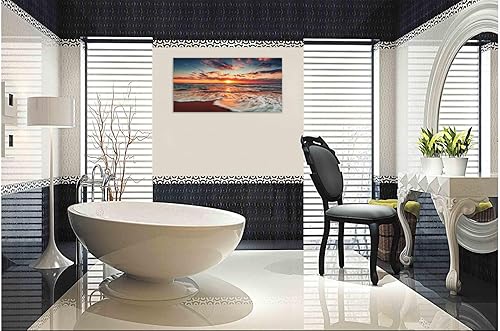 Miniatura 5 de TutuBeer 1 panel, decoración de playa para el hogar, decoración de playa, amanecer de playa blanca con cielo azul profundo, imágenes de playa de la