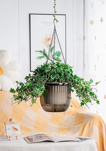 Miniatura 7 de Melphoe 1 paquete de macetas colgantes de riego automático para interiores, cesta colgante de 8.3 pulgadas para macetas colgantes al aire libre,