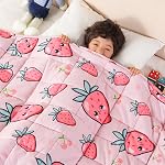 Sivio Weighted Blanket 5lbs, Cooling Weighted Throw Blanket for Toddler, Breathable Heavy Blankets for Sleeping, Washable Small Weighted Throw Blanket, 36"x48", Pink Strawberry