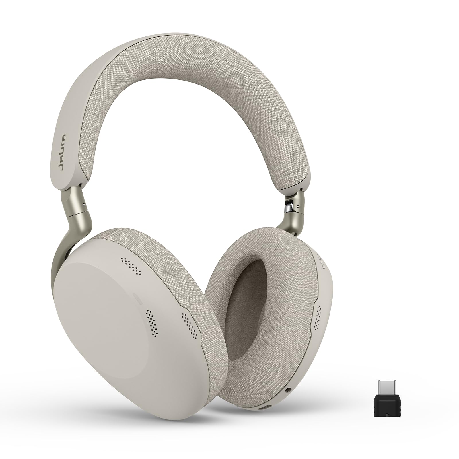 Jabra Evolve3 85 Over-Ear Wireless Bluetooth Headset with Microphone for Work, USB-C, AI Voice Call Technology, Adaptive Active Noise Cancellation, 25-Hour Battery, Works with Meeting Apps, Warm Grey