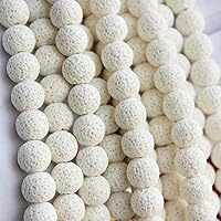 Vista 3 de MJDCB Natural Multicolor Volcanic Lava Stone Round Loose Stone Beads DIY for Jewelry Bracelet Making 15" (6mm, White)