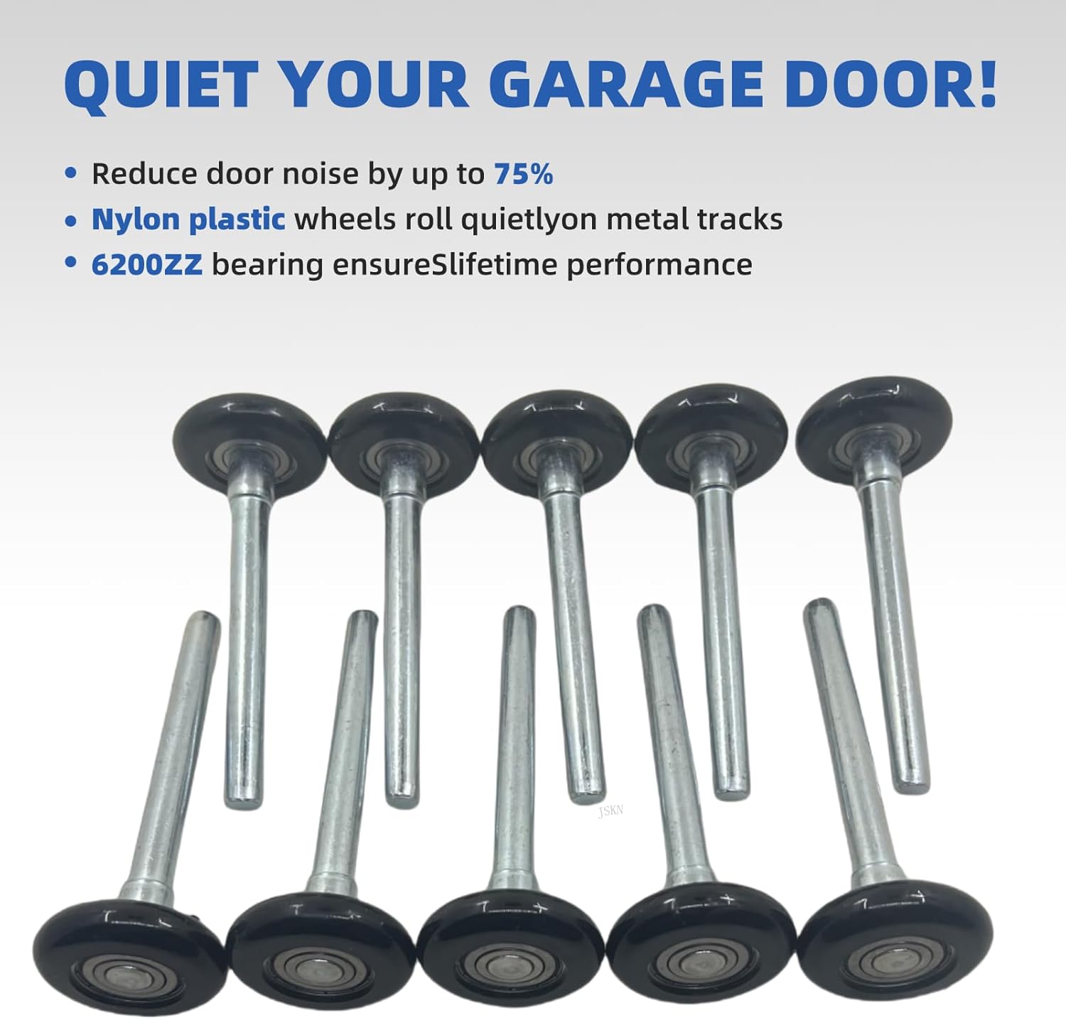 10-Pack Black 2" Nylon Garage Door Roller 4" Rod Quiet, Durable, Featuring6200ZZ Double Sealed Precision Bearings