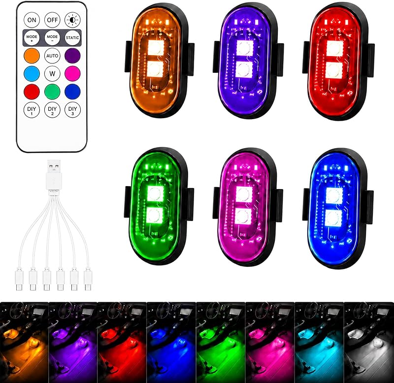 Luzes estroboscópicas LED RGB com controle remoto Generic, recarregáveis por USB – Conjunto com 8 unidades