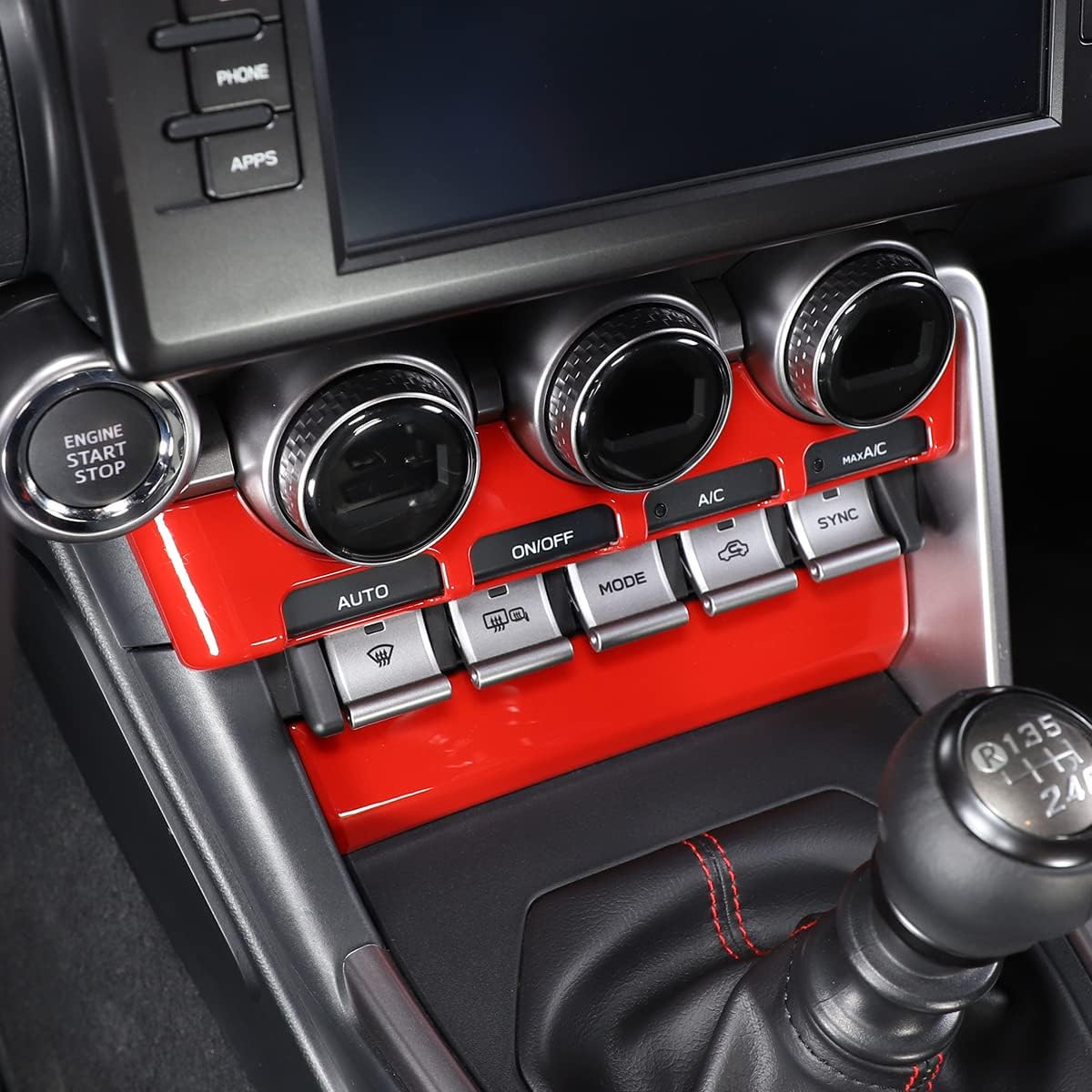 Air Conditioning Mode Panel Decorative Sticker Cover ABS 2PCS Car Interior Accessories for 86 GT86 2022/Sub@ru BRZ ZD8 2022 (Sports Red)