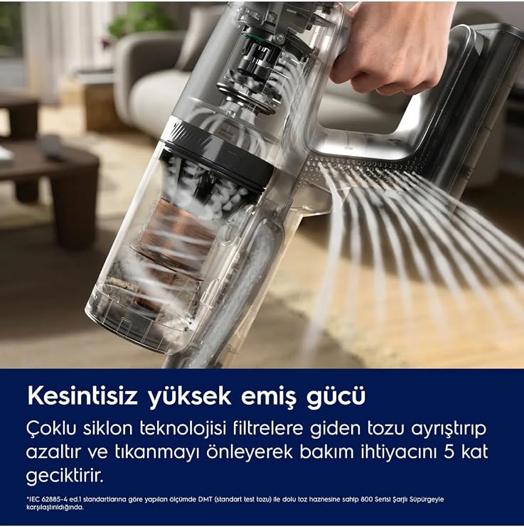 Electrolux EP82AB25UG 800 Serisi Animal Kablosuz Dikey Şarjlı Süpürge | 90 dk'ya Kadar Çalışma Süresi, PowerPro Multi Zemin Başlığı, 6 Aşamalı Filtrasyon, PetPro Başlık, 10 Yıl Motor Garantisi