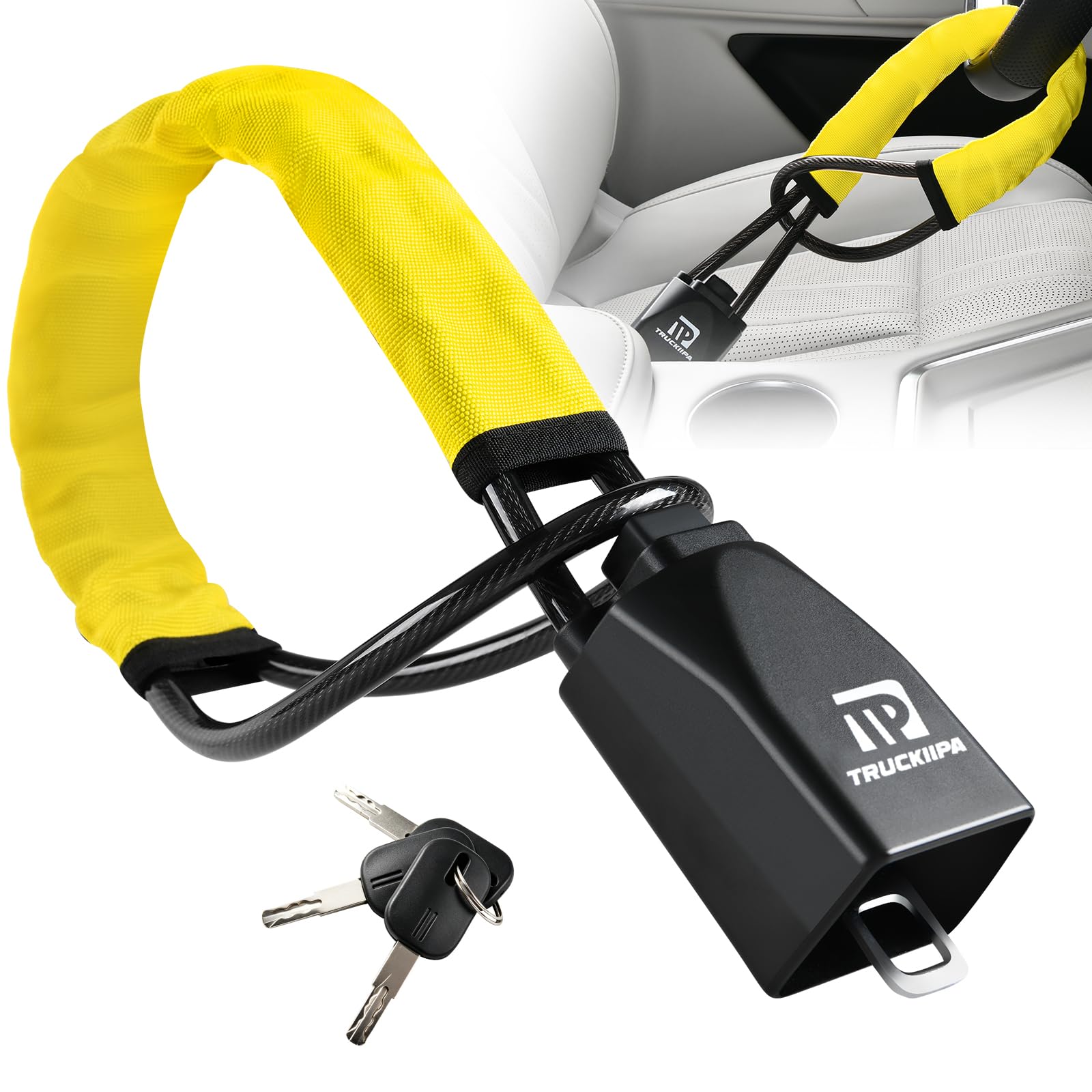 Truckiipa Steering Wheel Lock for Cars, Seat Belt Lock，Anti-Theft Device