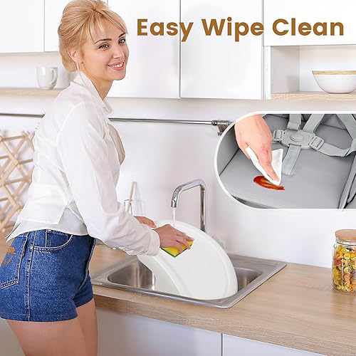 Miniatura 5 de Ezebaby Silla alta para bebé, sillas altas convertibles 8 en 1 para asiento elevador, silla de niño pequeñomesa y silla, silla alta de madera con