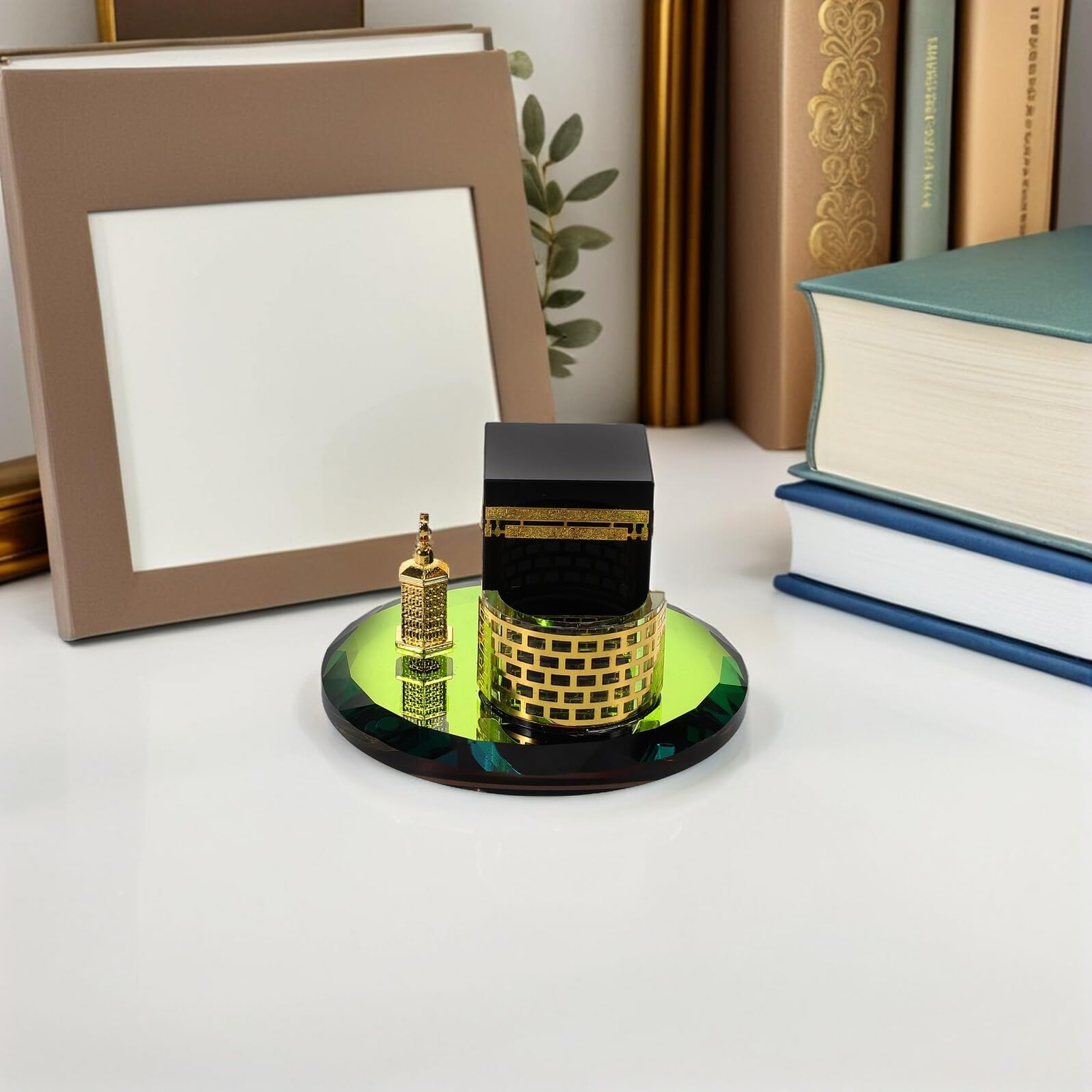 Set Regalo in Cristallo Rotondo Tre Pezzi, Decorazione per Ramadan e Eid Mubarak, Ornamento da Scrivania Collezionabile Stile Mediorientale per Regali