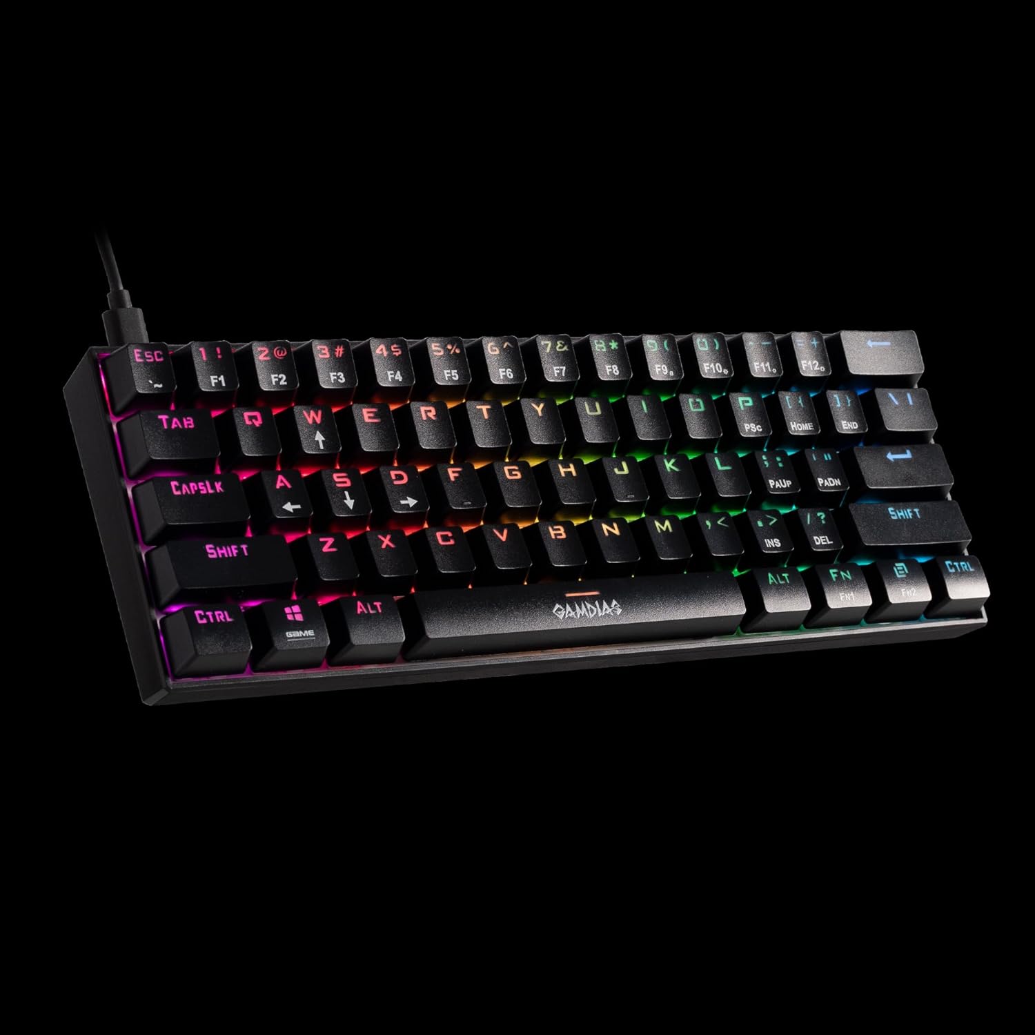 gamdias - hermes e3-61 key rgb mechanical gaming keyboard - red switch - certified optical switches - n-key rollover and anti-ghosting functionality (gd-hermes e3 red bk)
