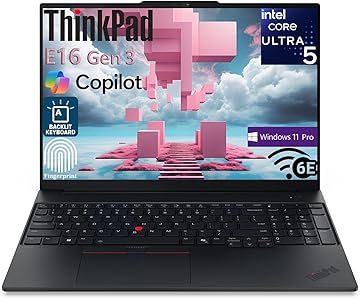 ThinkPad E16 Gen 3 Laptop Computer for Business, Intel 14-Core Ultra 5 225H, 16GB DDR5 RAM, 512GB PCIe SSD, 16" FHD+, WiFi 6E, BT 5.3, Backlit Keyboard, Fingerprint Reader, Windows 11 Pro