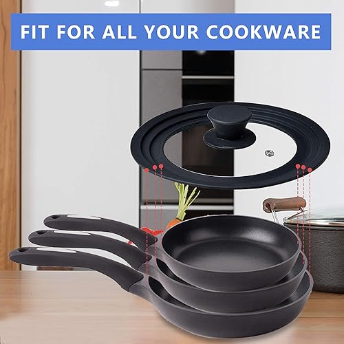 Miniatura 4 de Tapa para olla, sartén pequeña universal, borde de silicona resistente al calor, tapas de repuesto para utensilios de cocina de 6,7,8 pulgadas para