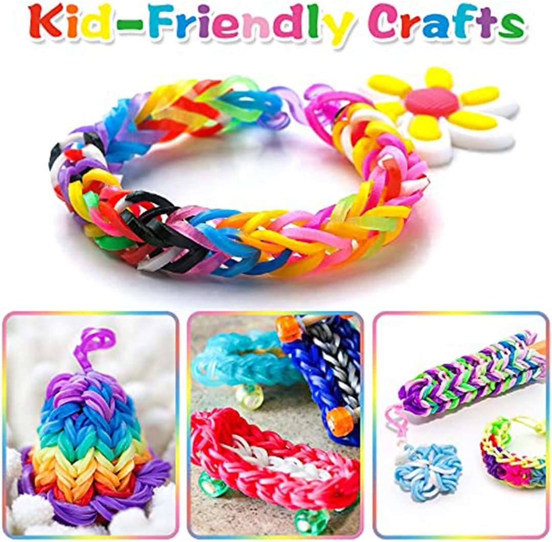 8000+ Loom Rubber Bands Unique Bright Colors DIY Craft Gift Loom Bracelet Refill Kit for Boy and Girl/White