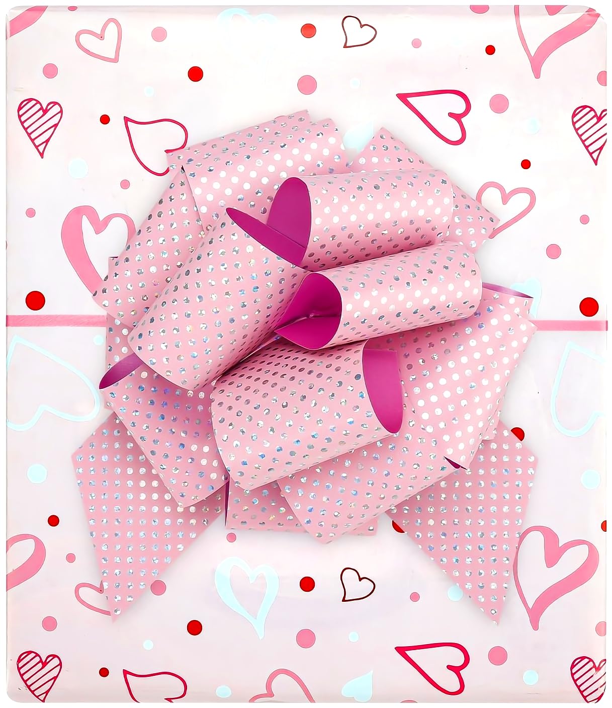 Asacbiiin Sparkly Christmas Pull Bows for Gift Wrapping: 6 Inch Ribbon Gift Bows for Presents - 6PCS Large Pull Bows for Gift Baskets - Big Christmas