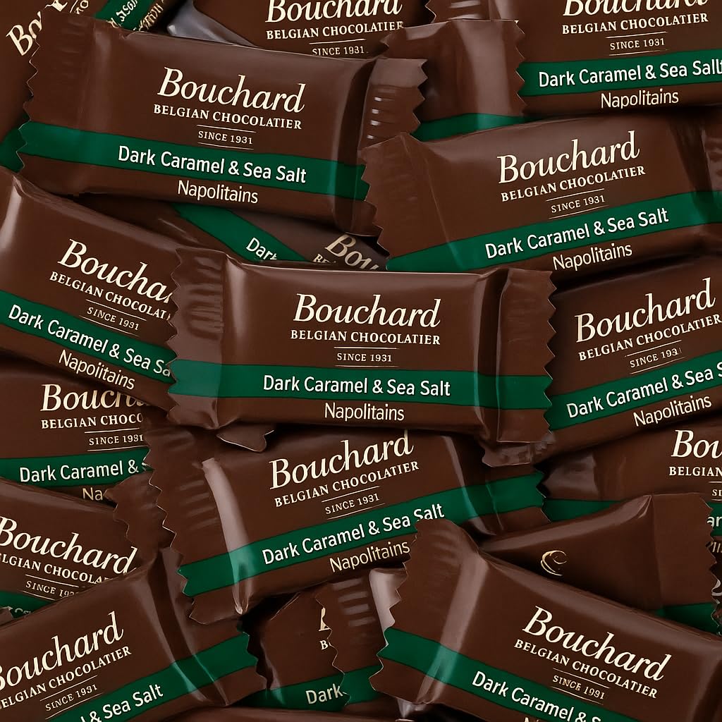 Bouchard Belgian Dark Chocolate Caramel Sea Salt Napolitains 35.3 OZ (2.2 LB/1KG)