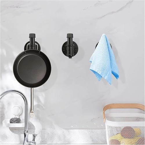 Miniatura 5 de Paquete de 3 ganchos industriales para batas y toallas de hierro para colgar en la pared, accesorios de baño, estilo rústico, vintage, resistente,