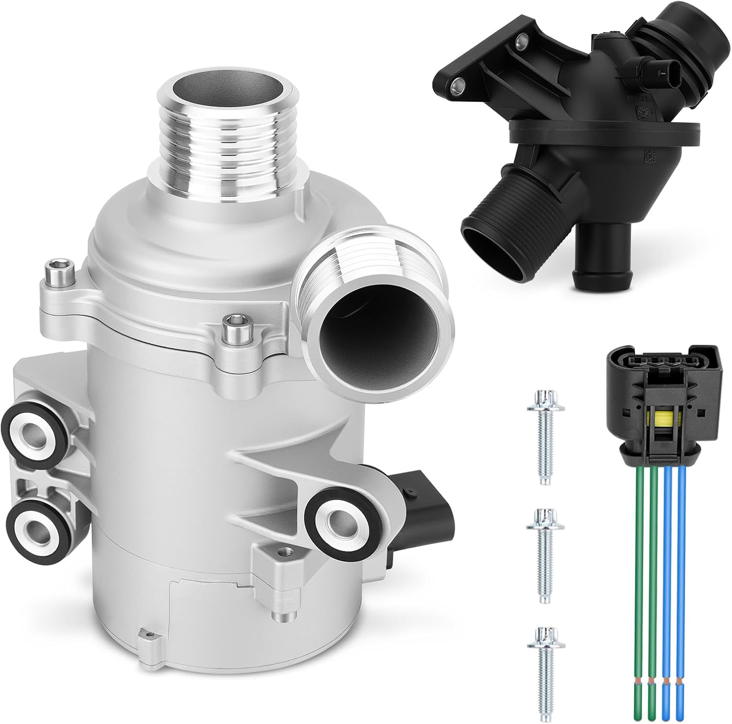 11517571508 Electric Engine Water Pump with 11538635689 Thermostat Compatible with BMW F22 F30 F34 F32 F10 F11 F25 E84 E89, 220i 320i 420i 520i Z4 X1 X3 2011-2017, N20B20 2.0L L4, Replace# 11517597715