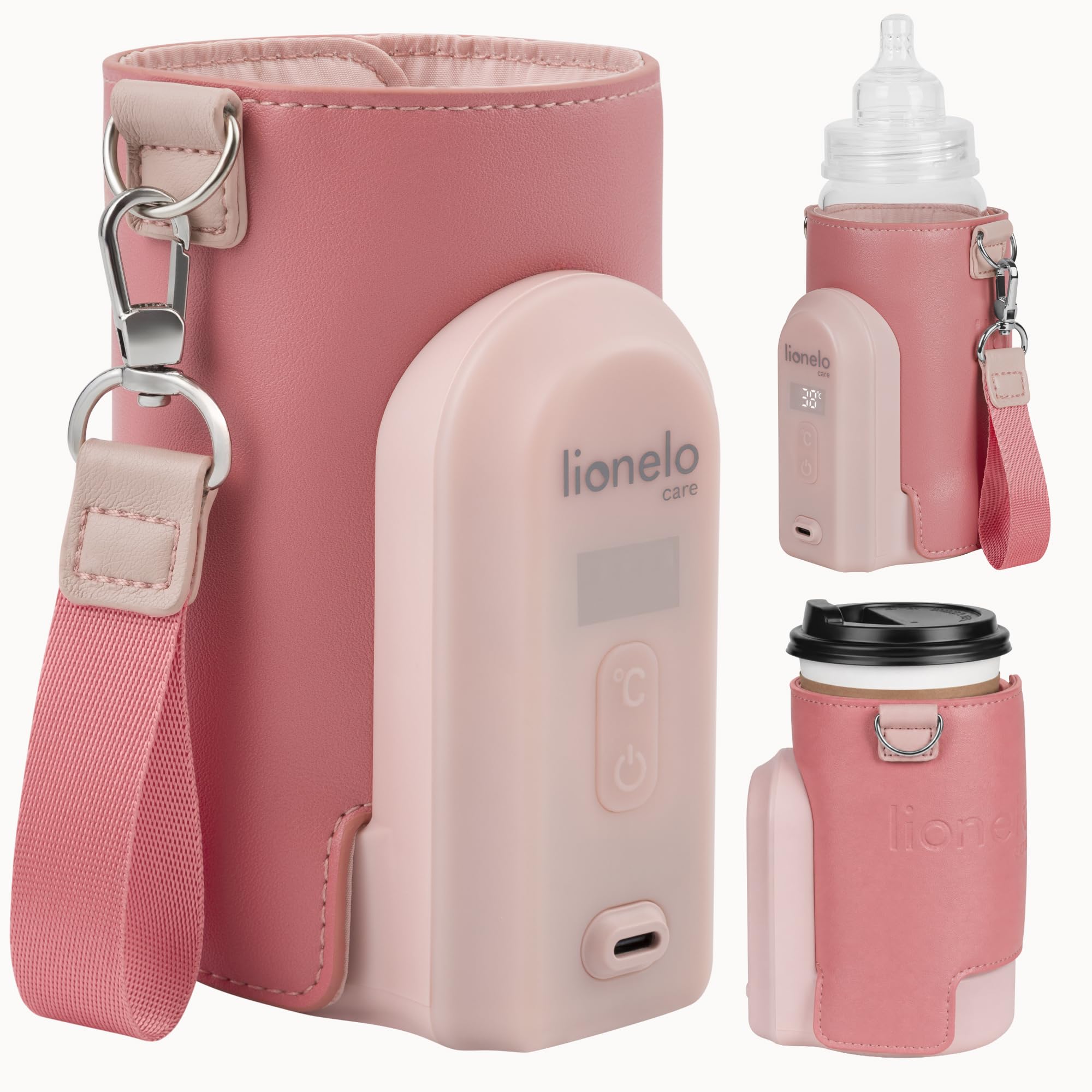 LIONELO Thermup Go Evo Scaldalatte Portatile per biberon per Neonati, Mantiene Liquidi caldi, 5 Temperature operative da 38 a 50°C Ricarica USB-C, Fino a 9 Ore di Funzionamento