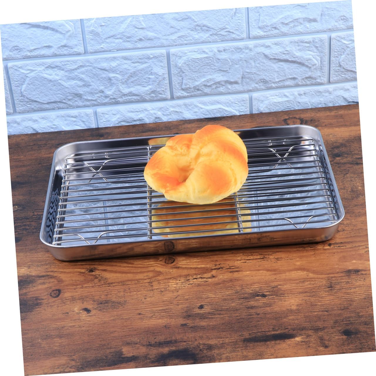 OUNONA 2pcs 1 Set Stainless Steel Baking Sheet and Cooling Rack Set Cookie and Cake Baking Tools for Home and Restaurant Use Easy Release and Mess Cleanup