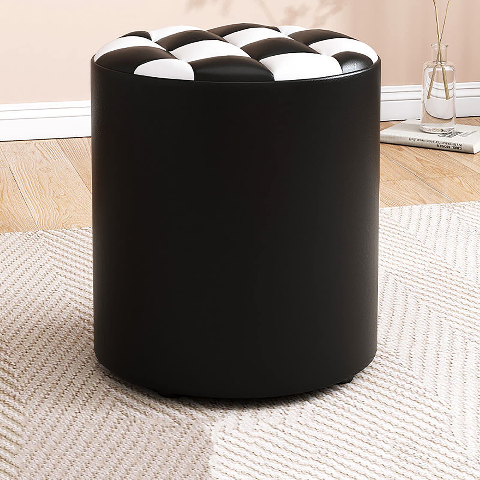 Tabouret de vanité chic en cuir PU touffeté pour coiffeuse