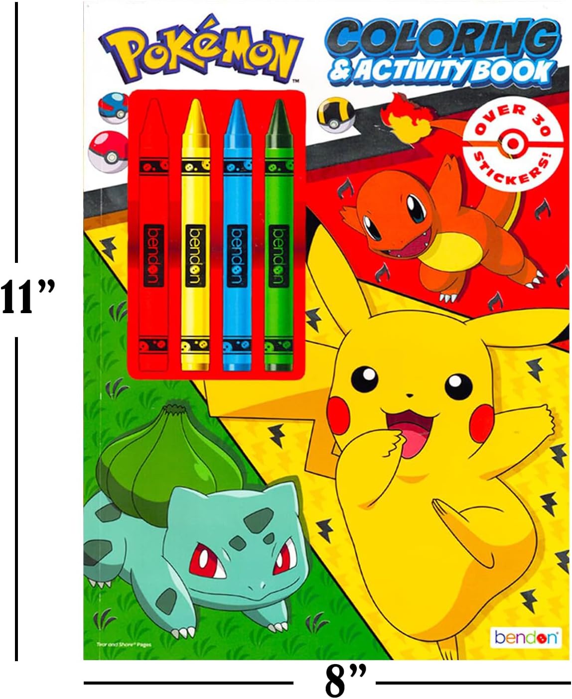 Pokemon Party Favors for Kids 8"x11" - Party Supplies Bundle Includes 12 Pokemon Coloring Books for Kids and 12 Pokemon Cards, Jumbo Crayons | Pokemon Party Favors Bulk