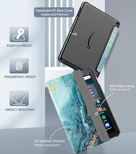 Miniatura 3 de MoKo Funda compatible con Tienda Kindle Fire HD 8 y 8 Plus (1210 generación, versión 20222020) de 8 pulgadas, cubierta de piel sintética con triple