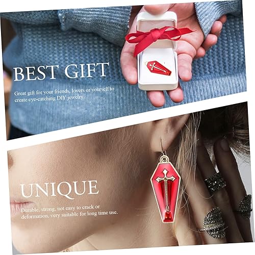 Miniatura 3 de Abaodam 60 piezas de collares con colgante de ataúd de cruz, collar de llavero de Halloween esmaltado, colgante de ataúd de Halloween, joyería de