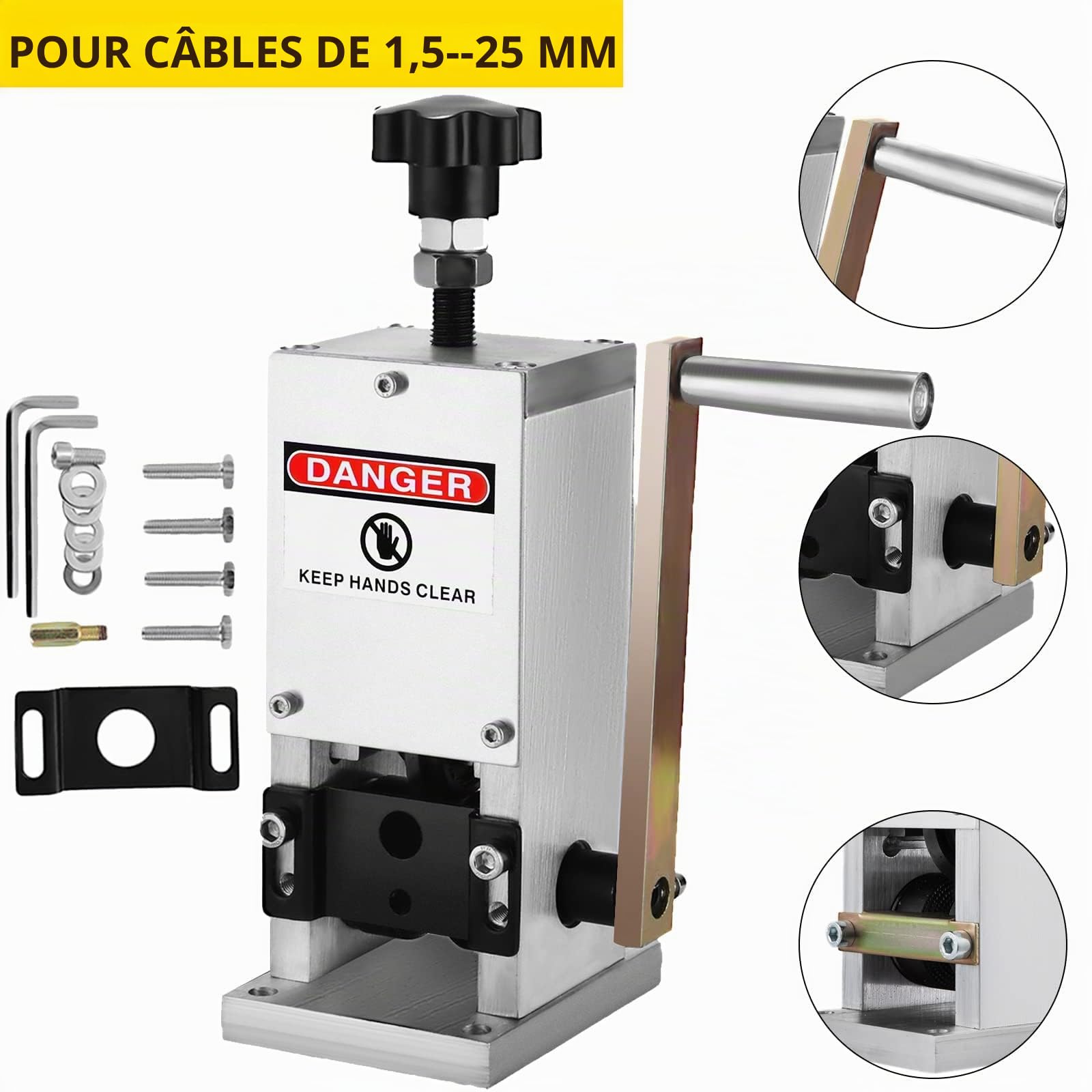 VEVOR Machine à Dénuder manuelle SD-25, Pince à dénuder manuelle 1.5-25mm, pour recycler les fils de cuivre/enlever l'isolant en plastique et en caoutchouc des fils de ferraille intacts