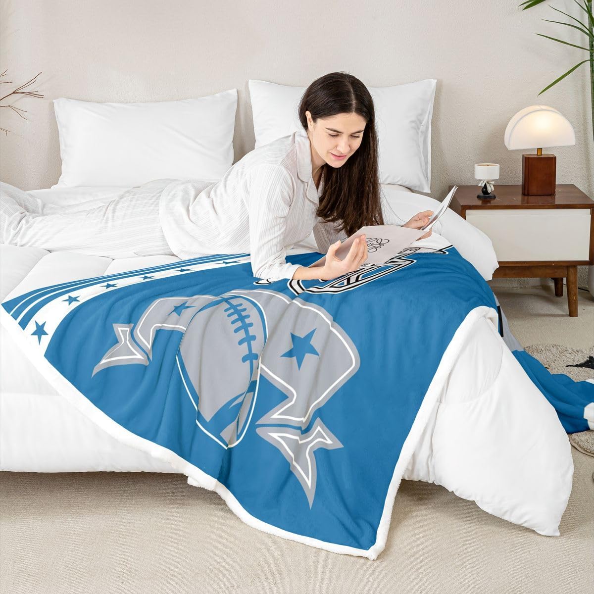 Erosebridal Gridiron Kids Fleece Blanket Football City Themed Fuzzy Blanket Queen, Rugby Sports Throw Blanket for Boys Teens Gridiron Seasonal City Style Blanket