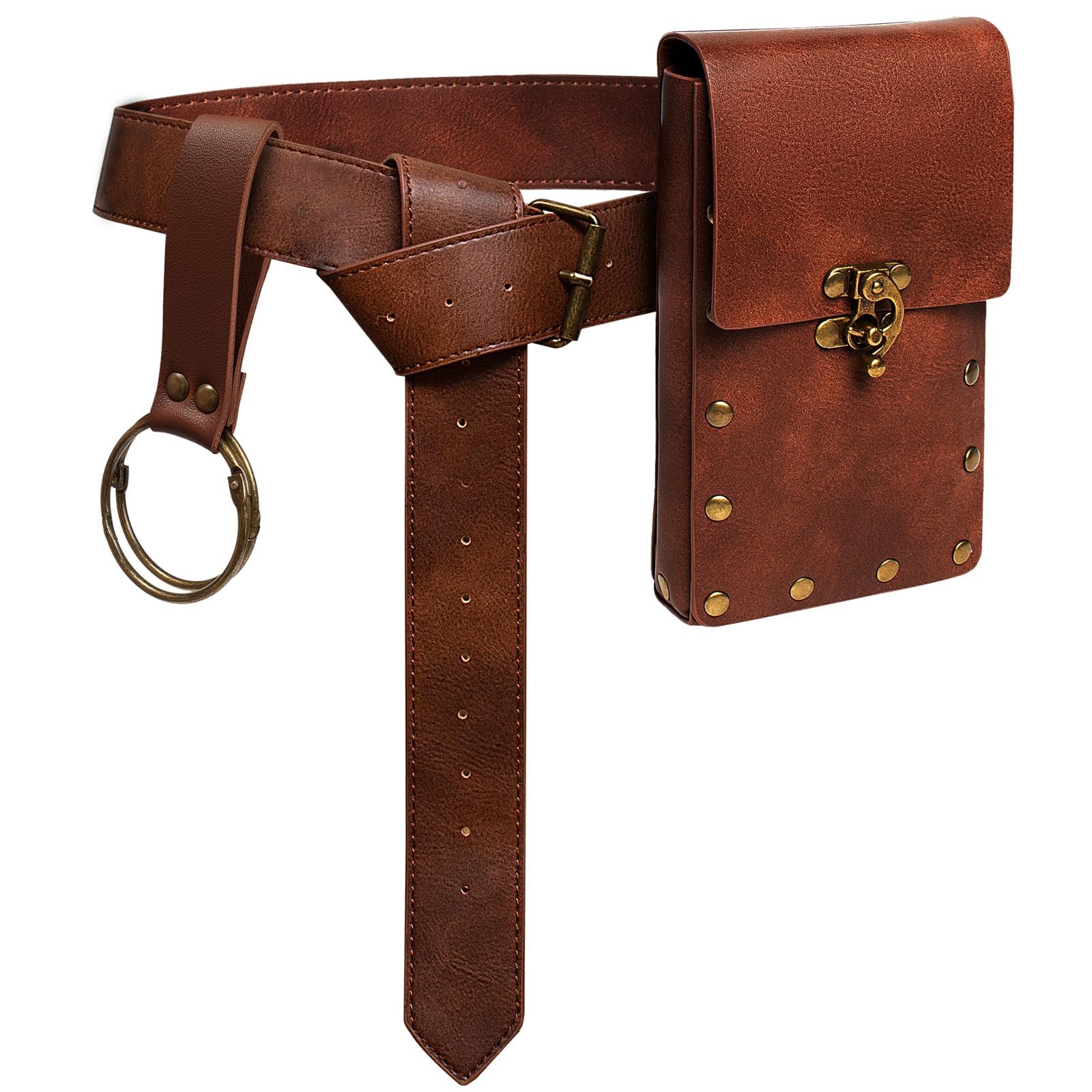 Set di Borsa da Cintura Medievale, Cintura Medievale con Retrò Marsupio, Marsupio Steampunk, Accessori Rinascimentale per Cosplay Mascherato Halloween