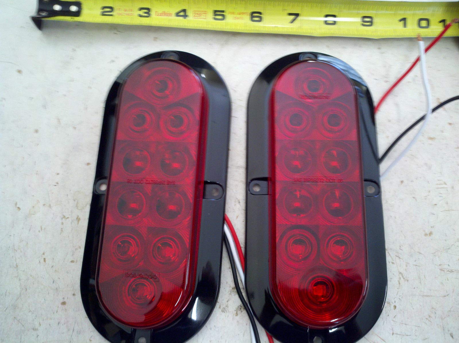 Red Tail Light LED Car & Truck Light Bulbs & LEDs 2-Pack 6 LED Oval S - Stop /Turn/Tail Brake Lights, Sealed Mount, Red Trailer Light - Foto 13