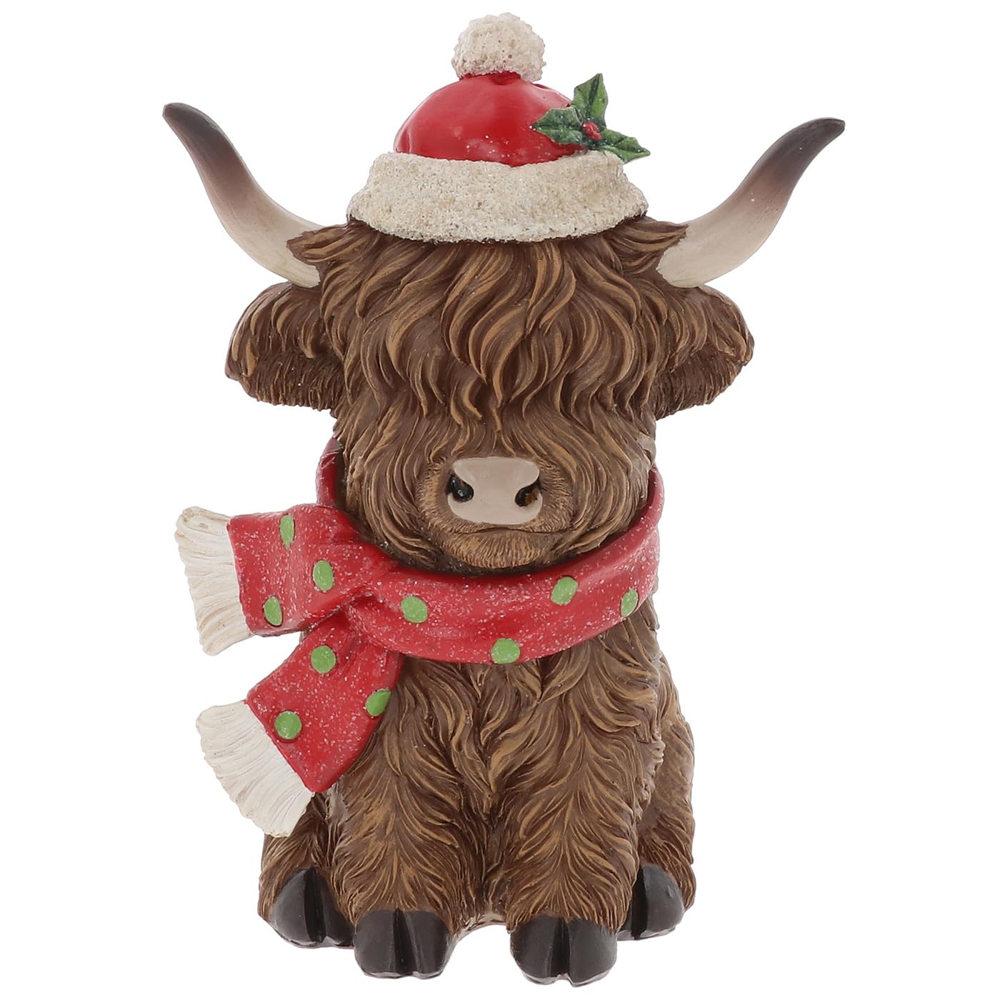 Shudehill Giftware Merry Xmas Coos With Scarf Sitting Medium Merry Xmas Coos Christmas Figurines – Festive Highland Cow Ornaments (Merry Xmas Coos With Scarf Sitting Medium)