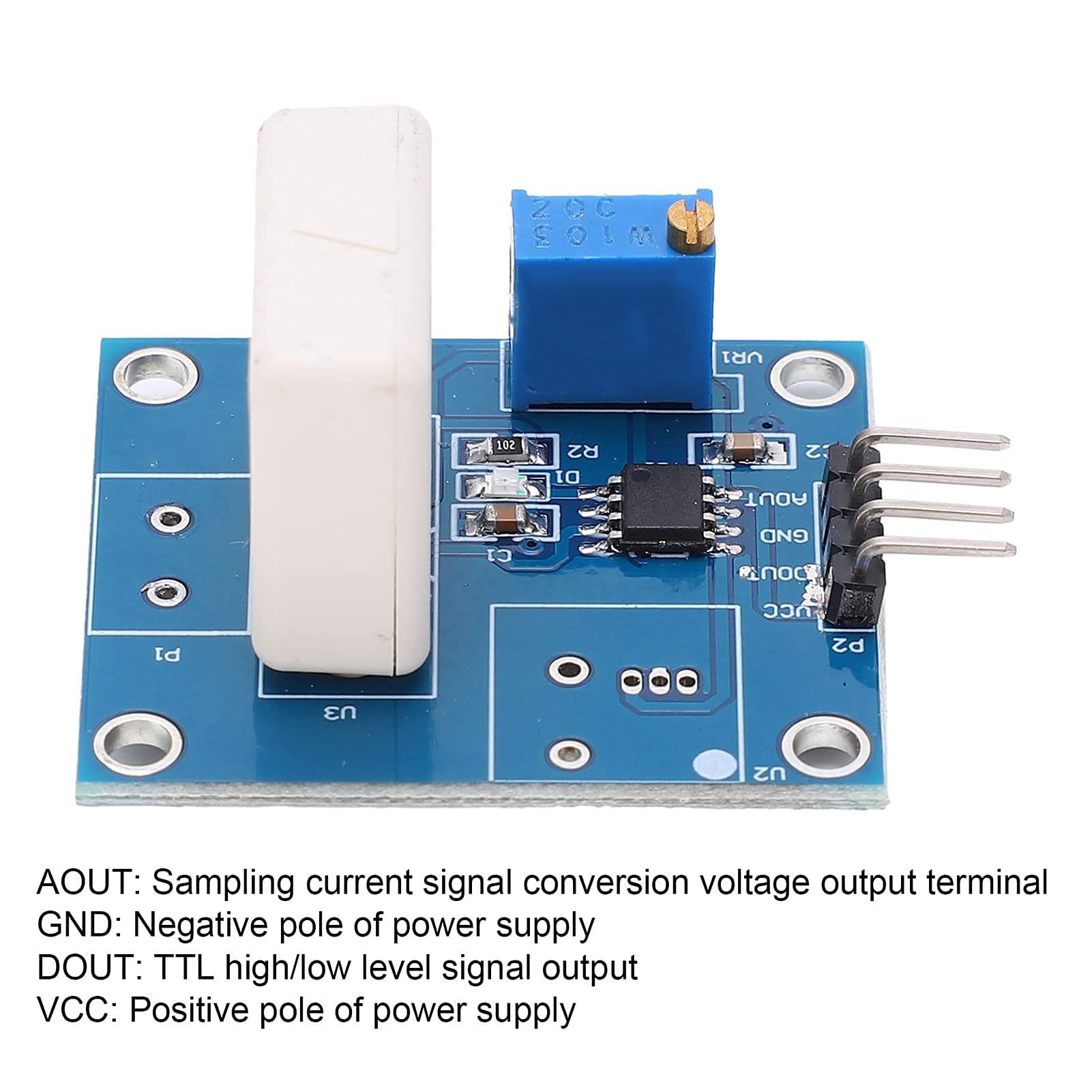 WCS1800 Modules de Capteur de Courant à Effet Hall, 2Pcs DC 5V 35A Module de Capteur de Tension Détecteur de Protection Contre les Surintensités de Court Circuit Testeur de tension Terminal Capteur