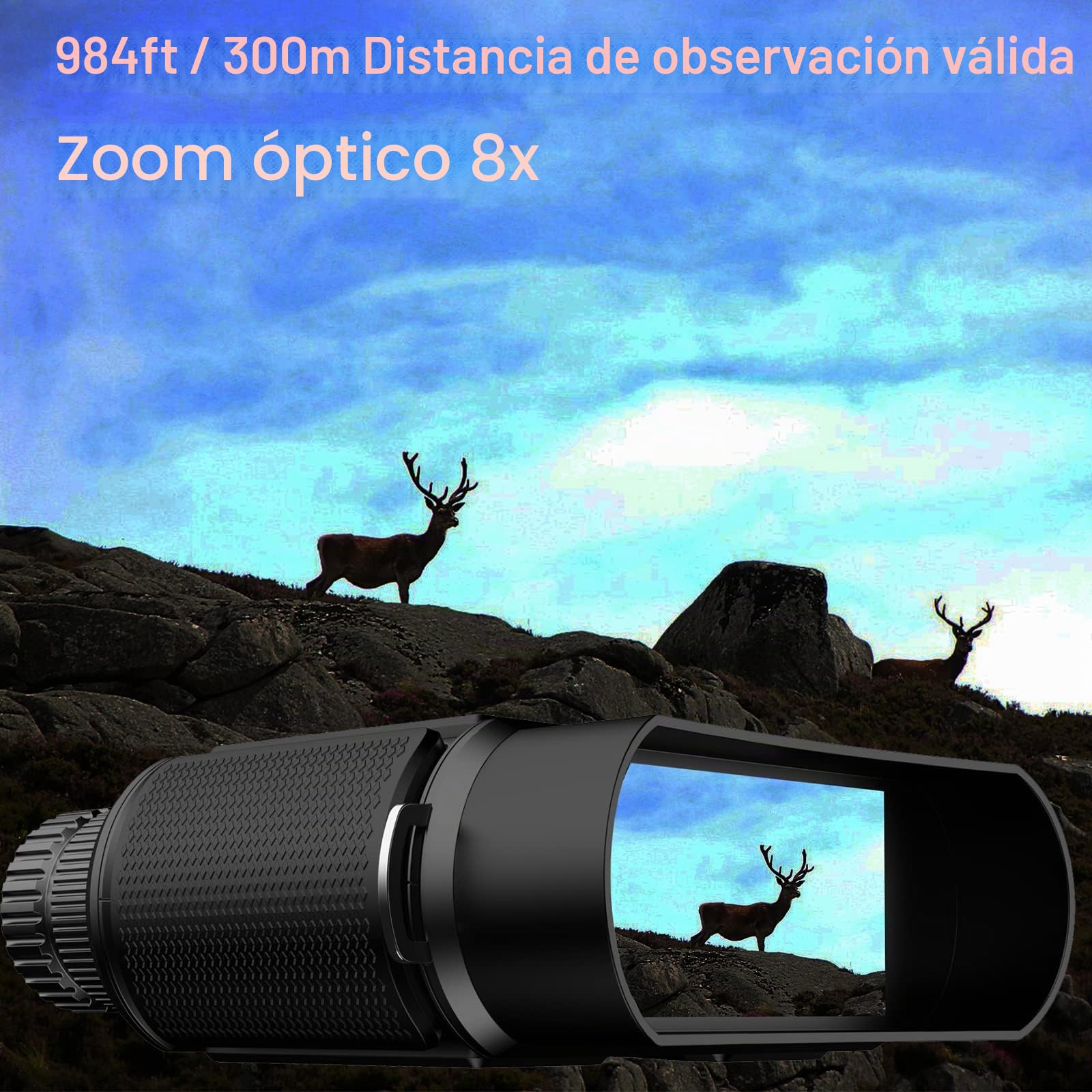 Binoculares Visión Nocturna, Prismáticos de Infrarrojos Digital Visor Nocturno Rango de 300m con LCD TFT de 3.0",Prismáticos Visión Nocturna 32GB para Observación y Grabación