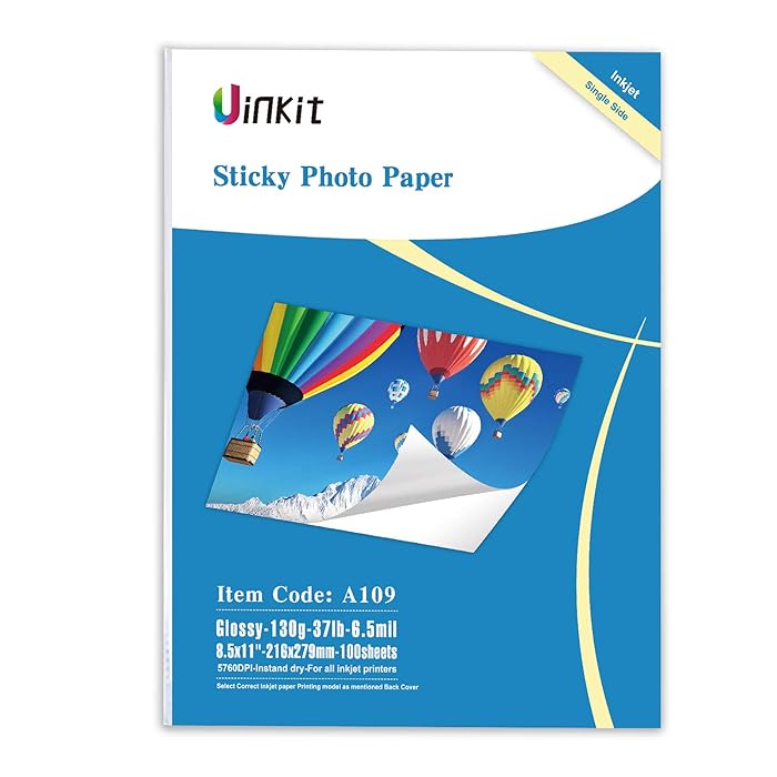 Buy Uinkit 100 sheets Glossy Sticker Paper Photo 8.5x11 Inkjet Self