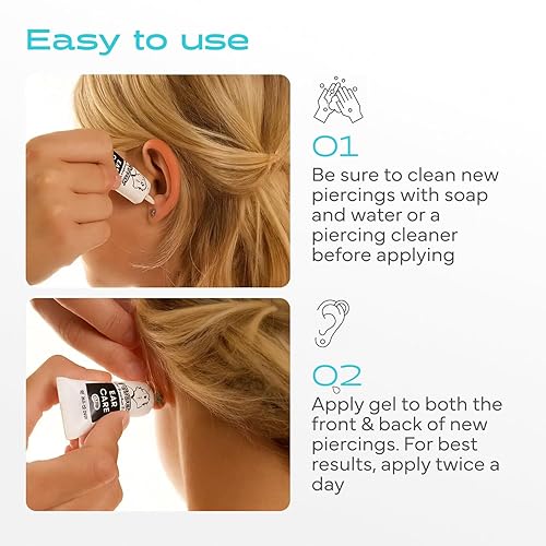 Miniatura 5 de Studex Gel para el cuidado de los piercings de oído – Gel de cuidado posterior con extracto de aloe calmante para proteger la piel y promover