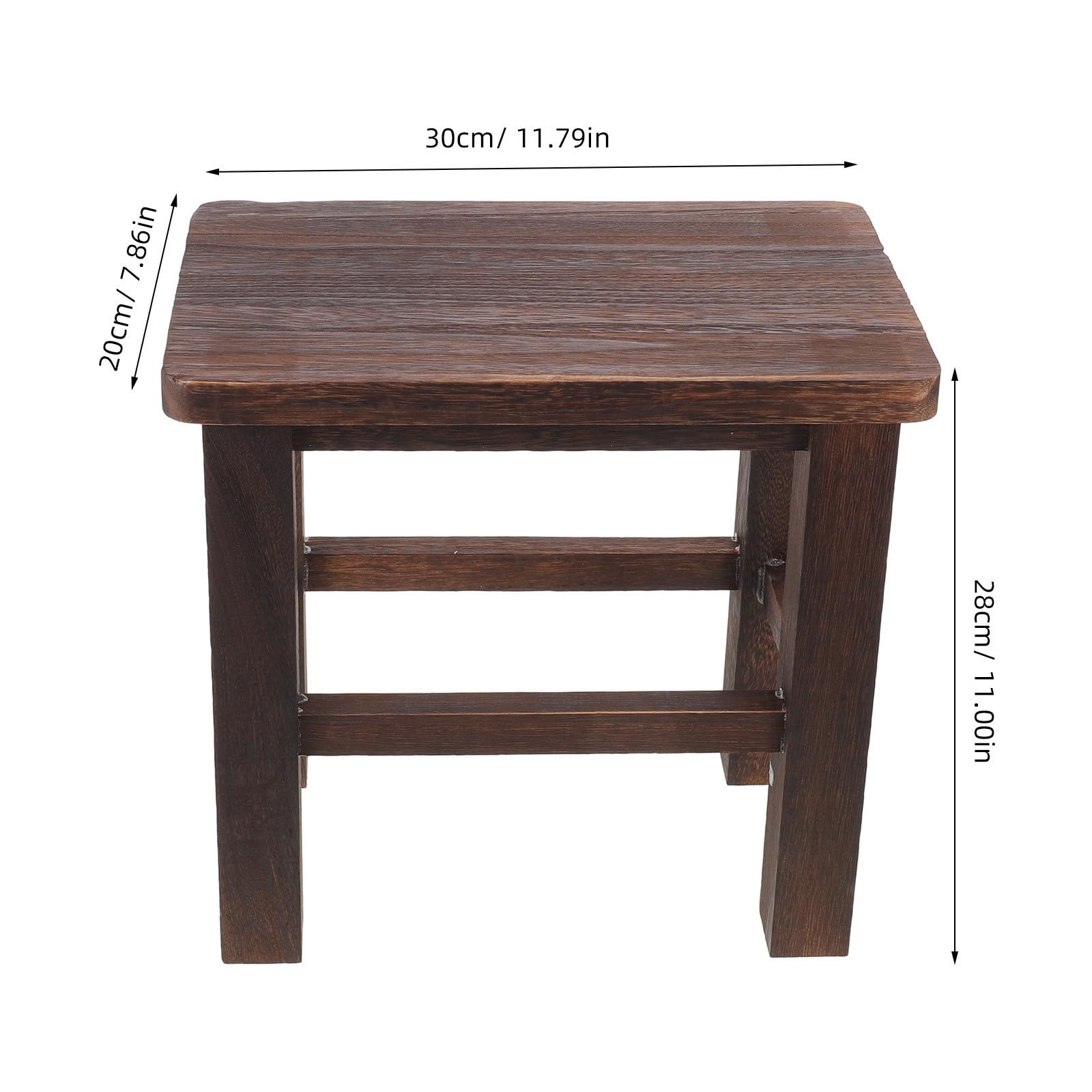 Taburete de Madera Vintage para Plantas Diseño Ligero y Esquinas Redondeadas, Estructura Baja Adecuado para Ambiente y Baño