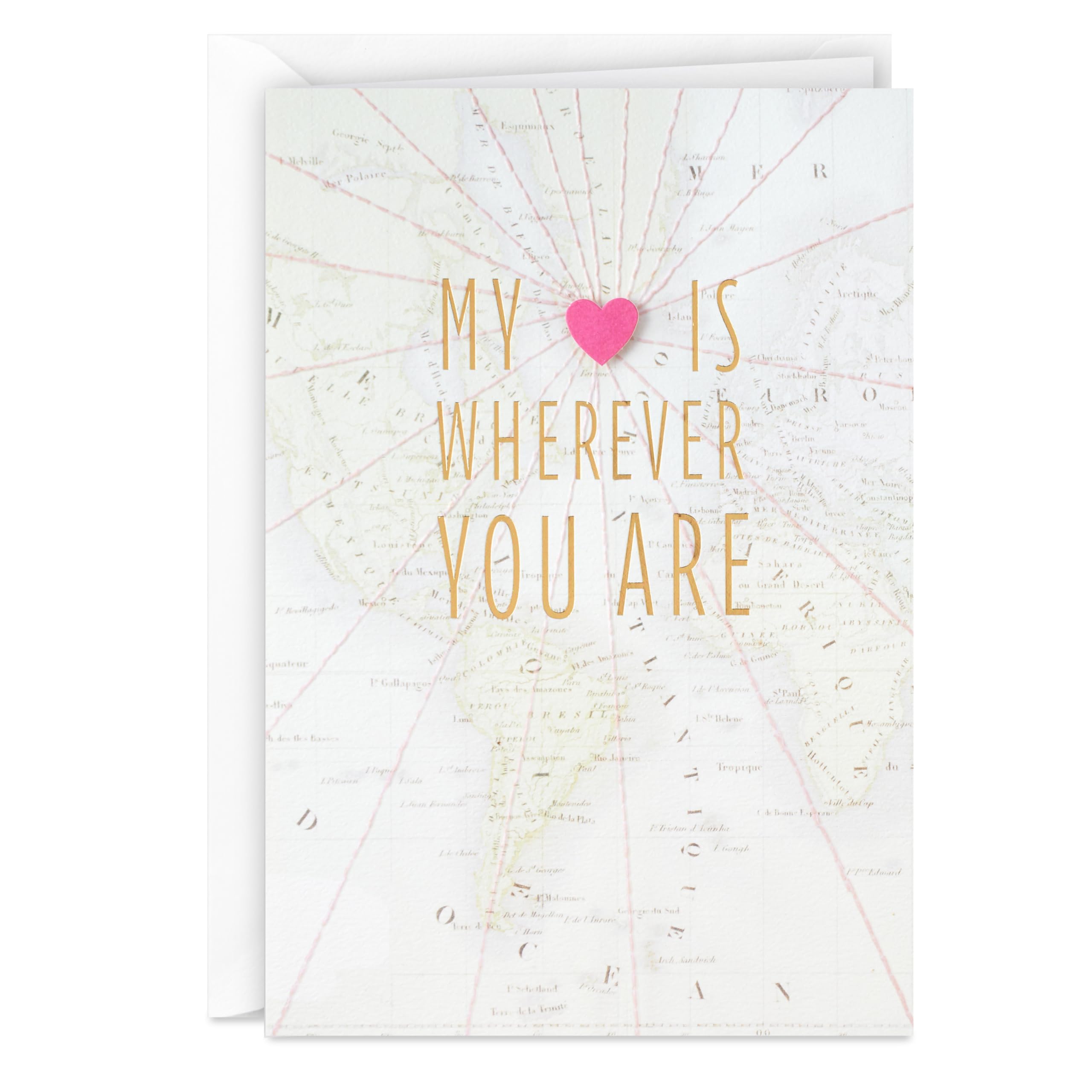 Signature Valentine's Day Card (My Heart is Wherever You Are) for Anniversary, Romantic Birthday, Everyday Love