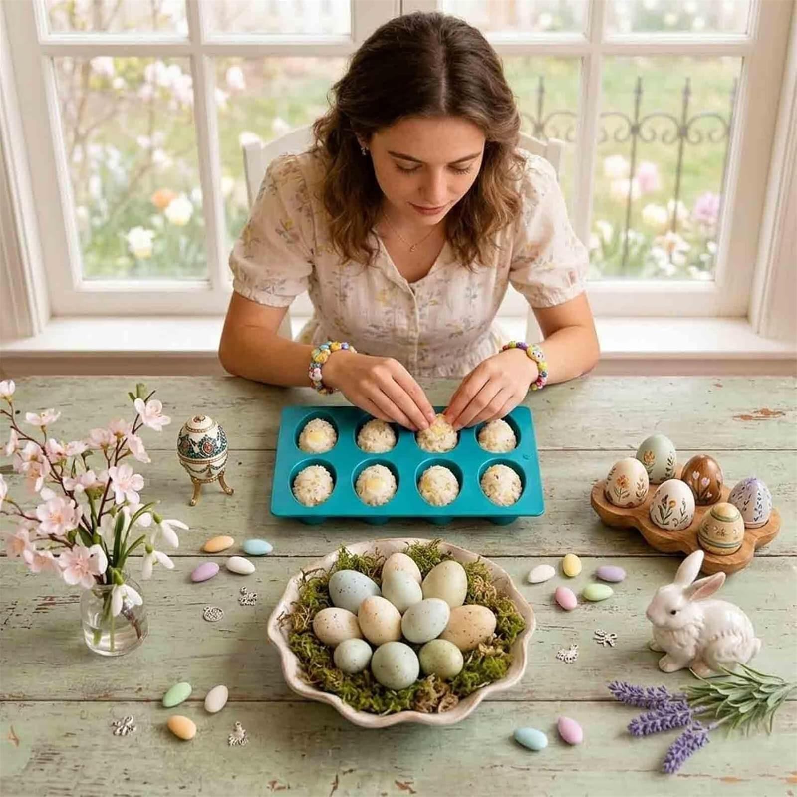 Moldes de silicona antiadherentes para huevos, paquete de 3 para hornear, pasteles, gelatina, helado, chocolate y dulces, moldes de postre con forma de huevo de Pascua de grado alimenticio