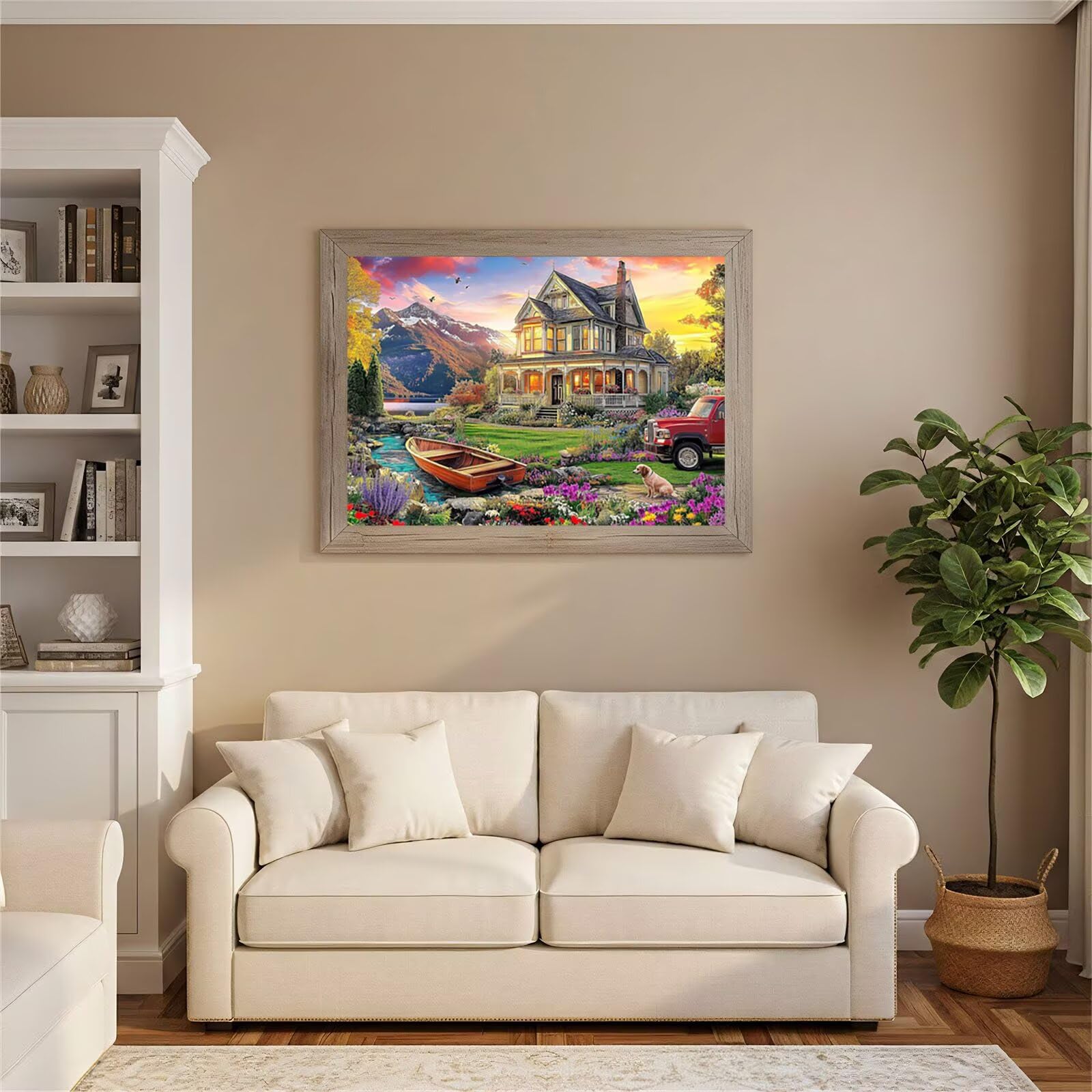 Landschaft Malen nach Zahlen XXL 60x90cm, Malen nach Zahlen Erwachsene Set - DIY Paint By Numbers Auto Malset für Anfänger & Senioren - Acrylfarben & 3 Pinseln - Stressabbau - Ideale Geschenk W-O538