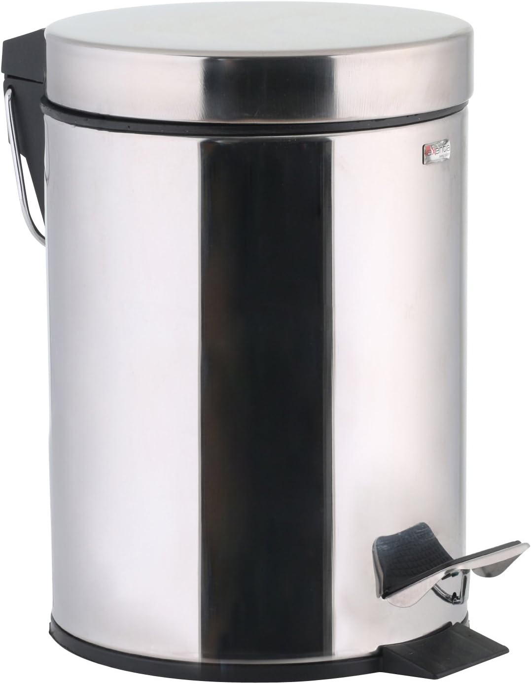 axentia “Messina” Cosmetics Pedal Bin with Rust-Free Stainless Steel Lid, Shiny, Waste Container for Kitchen and Bathroom, Bin with Plastic Insert and Carrying Handle, Odour-Proof, Metal, White, 17 x 17 x 24 cm
